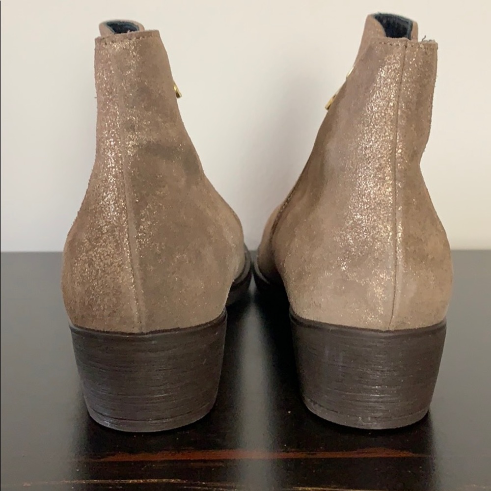 SOLD Eric Michael Tatiana Gold Suede Bootie - Picture 5 of 8